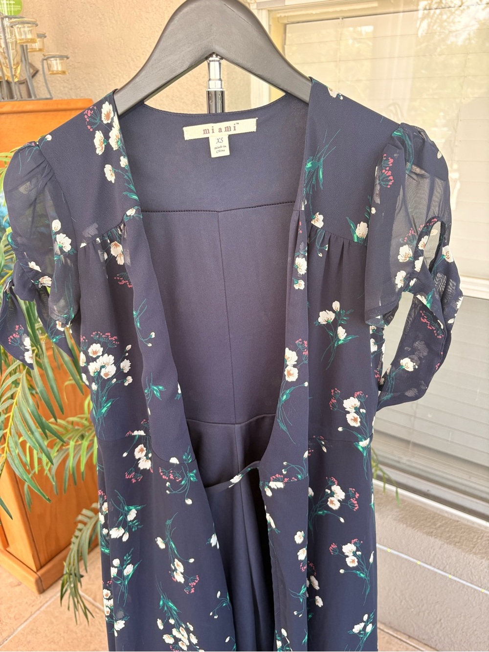 miami navy floral wrap midi dress - Picture 6 of 8